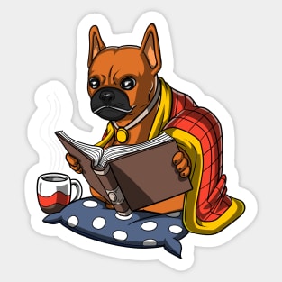 French Bulldog Book Reading Dog Sticker